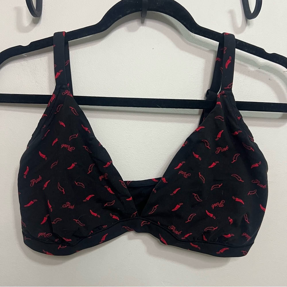 Victoria's Secret PINK Chili Pepper Novelty Print Bralette Intimates Loungewear